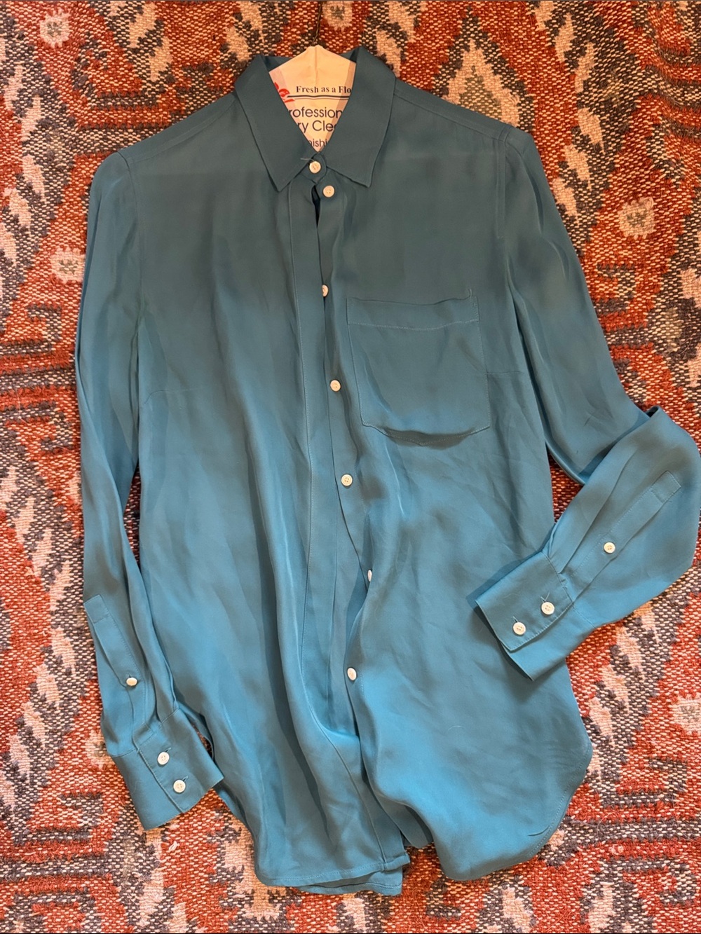 J. Crew Teal Silk Blouse